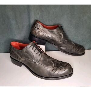 Jo Ghost Gray Leather w Metal Studs Casual/Dress Shoes Made In Italy US 8 EU 41